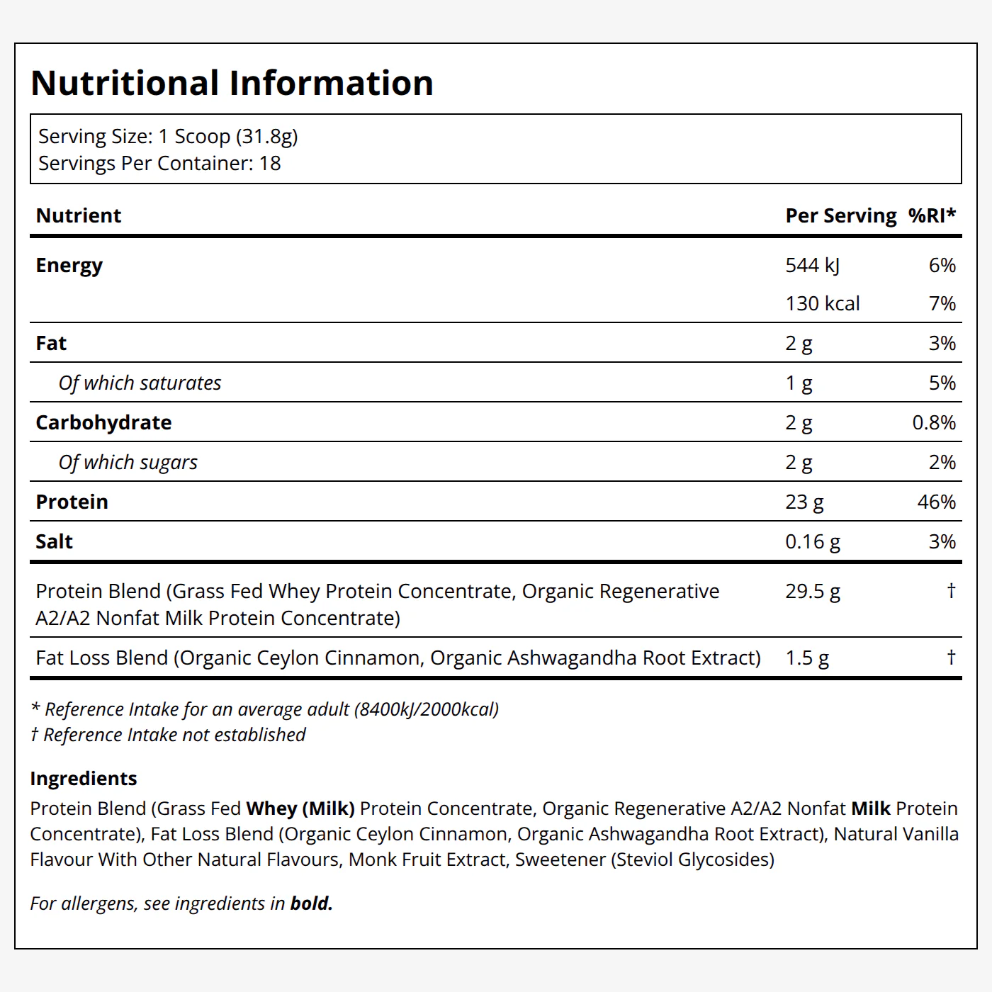 Whey Protein + Fat Loss Blend - Cinnamon Vanilla - Image 2
