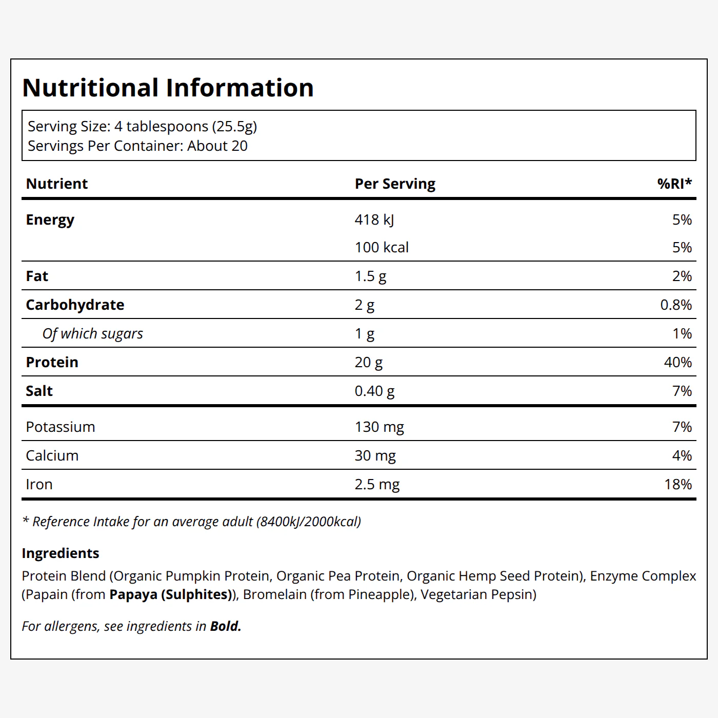 Organic Plant Protein - Unflavored - Image 2