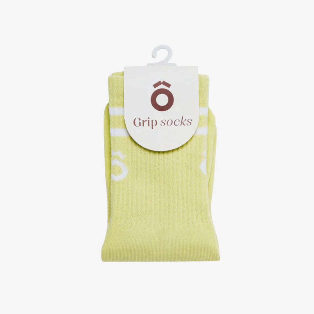 ÔWEAR Crew Sporty Stripes Pilates Grip Socks - Icterine Green