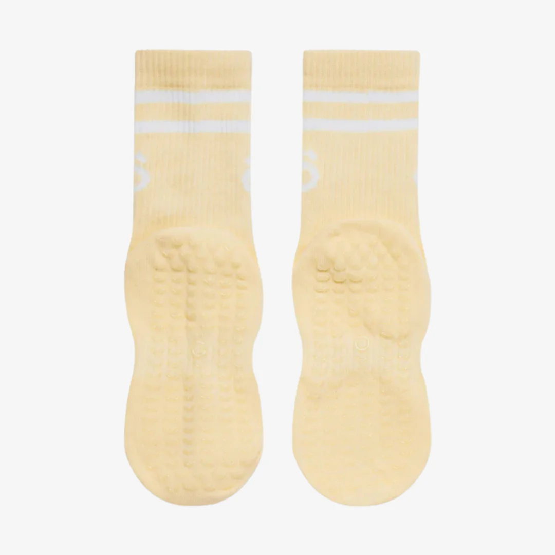 ÔWEAR Crew Sporty Stripes Pilates Grip Socks - Yellow - Image 4