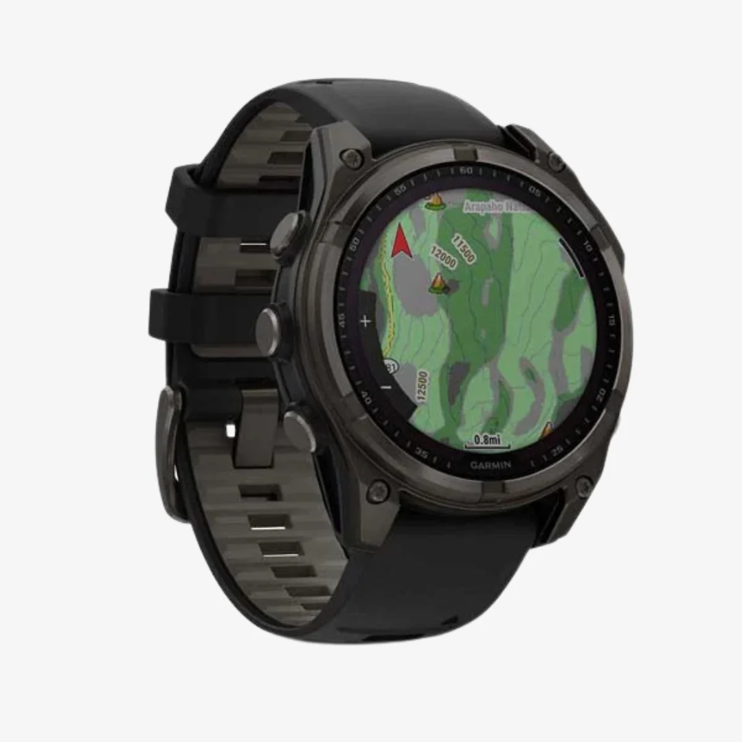 fēnix® 8 - 47 mm Solar, Sapphire, Carbon Grey DLC Titanium with Black/Pebble Grey Silicone Band - Image 3