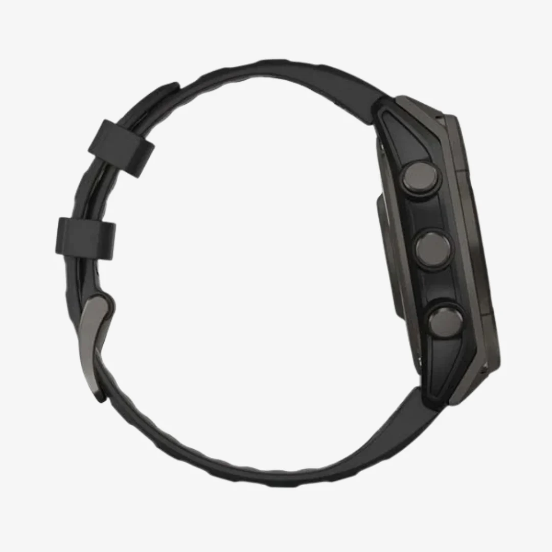fēnix® 8 - 47 mm Solar, Sapphire, Carbon Grey DLC Titanium with Black/Pebble Grey Silicone Band - Image 4