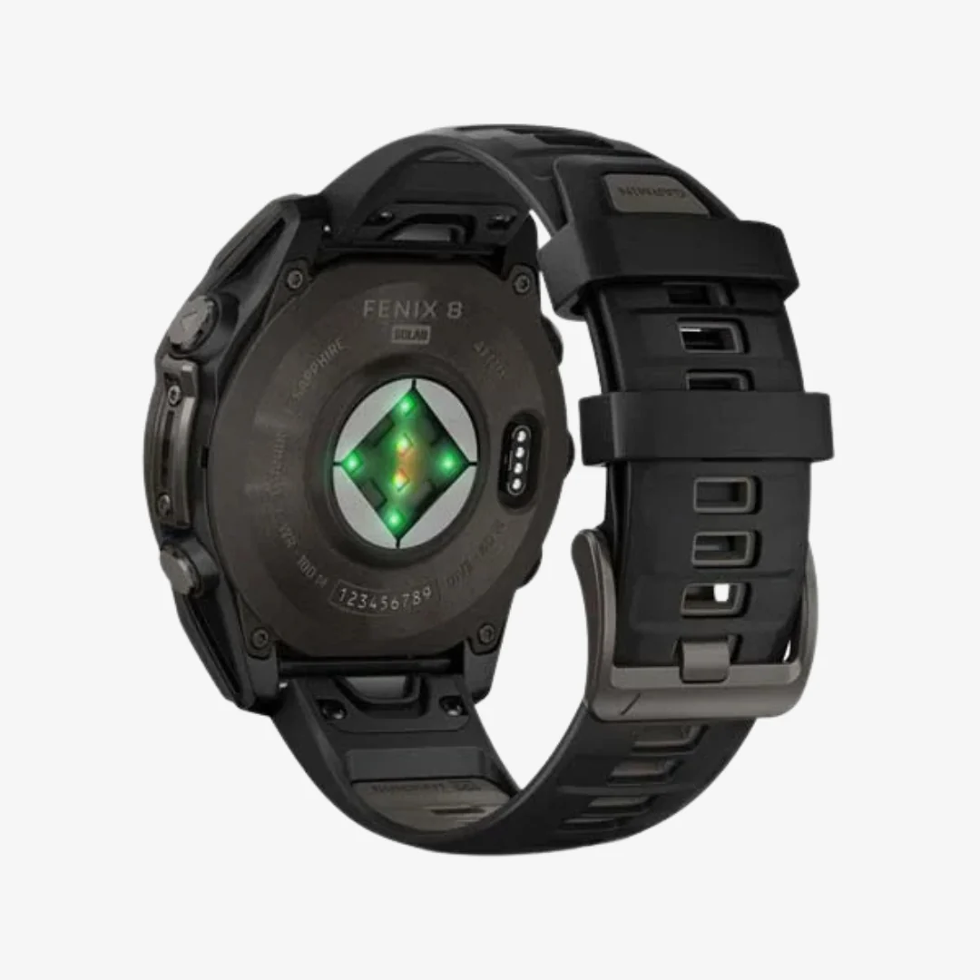 fēnix® 8 - 47 mm Solar, Sapphire, Carbon Grey DLC Titanium with Black/Pebble Grey Silicone Band - Image 5