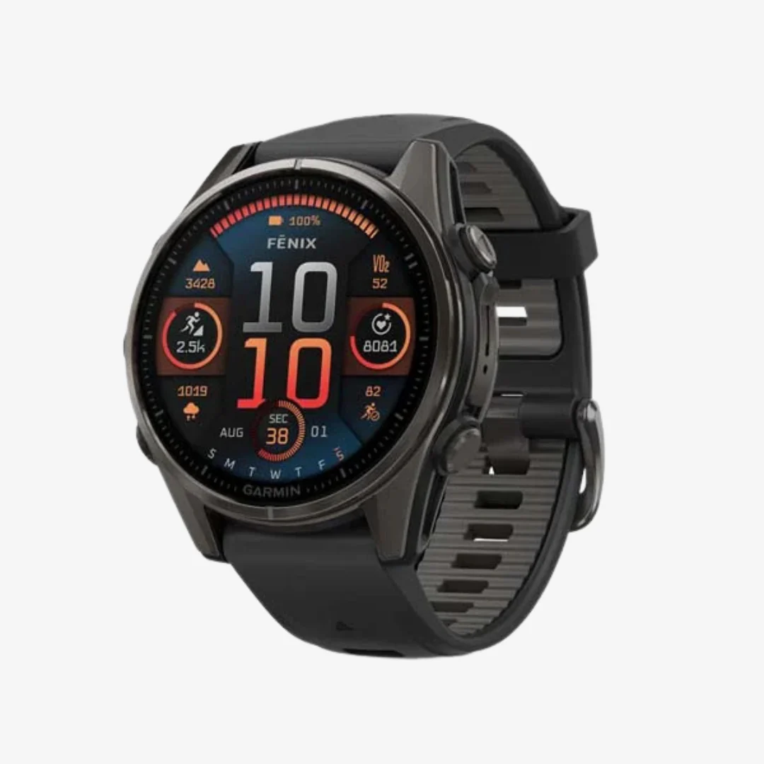 fēnix® 8 - AMOLED, Sapphire, Carbon Grey DLC Titanium with Black/Pebble Grey Silicone Band - Image 2