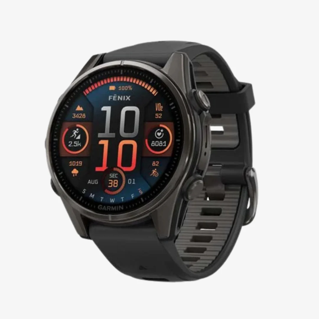 fēnix® 8 - AMOLED, Sapphire, Carbon Grey DLC Titanium with Black/Pebble Grey Silicone Band - Image 3