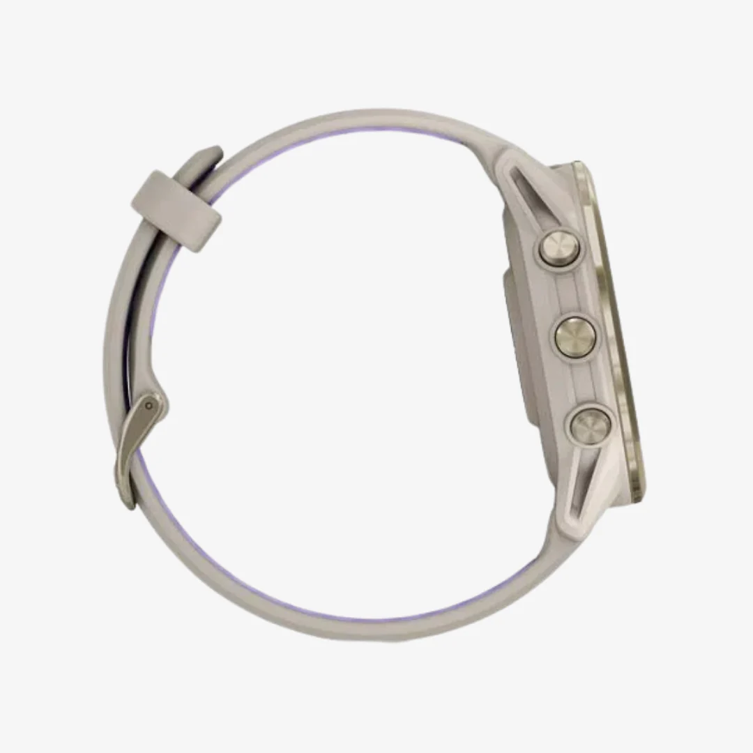 Forerunner® 970, Soft Gold Titanium with French Grey Case and French Grey/Translucent Indigo Band - Image 4