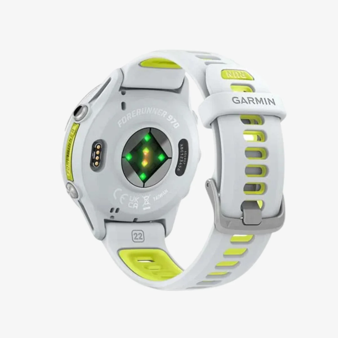 Forerunner® 970 - Titanium with Whitestone Case and Whitestone/Translucent Amp Yellow Band - Image 5