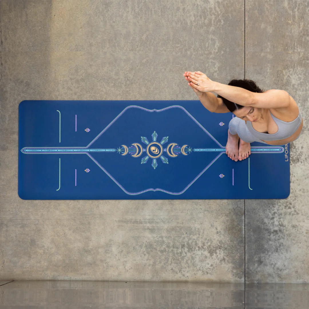 Liforme Cosmic Moon Travel Yoga Mat - Dusk Blue - Image 6