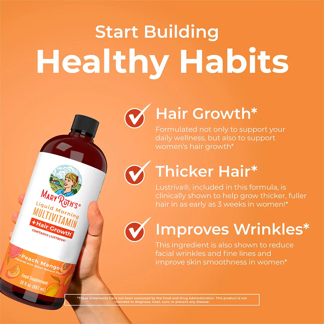 Liquid Morning Multivitamin + Hair Growth - Peach Mango (NEW CUSTOMER OFFER) - Image 2