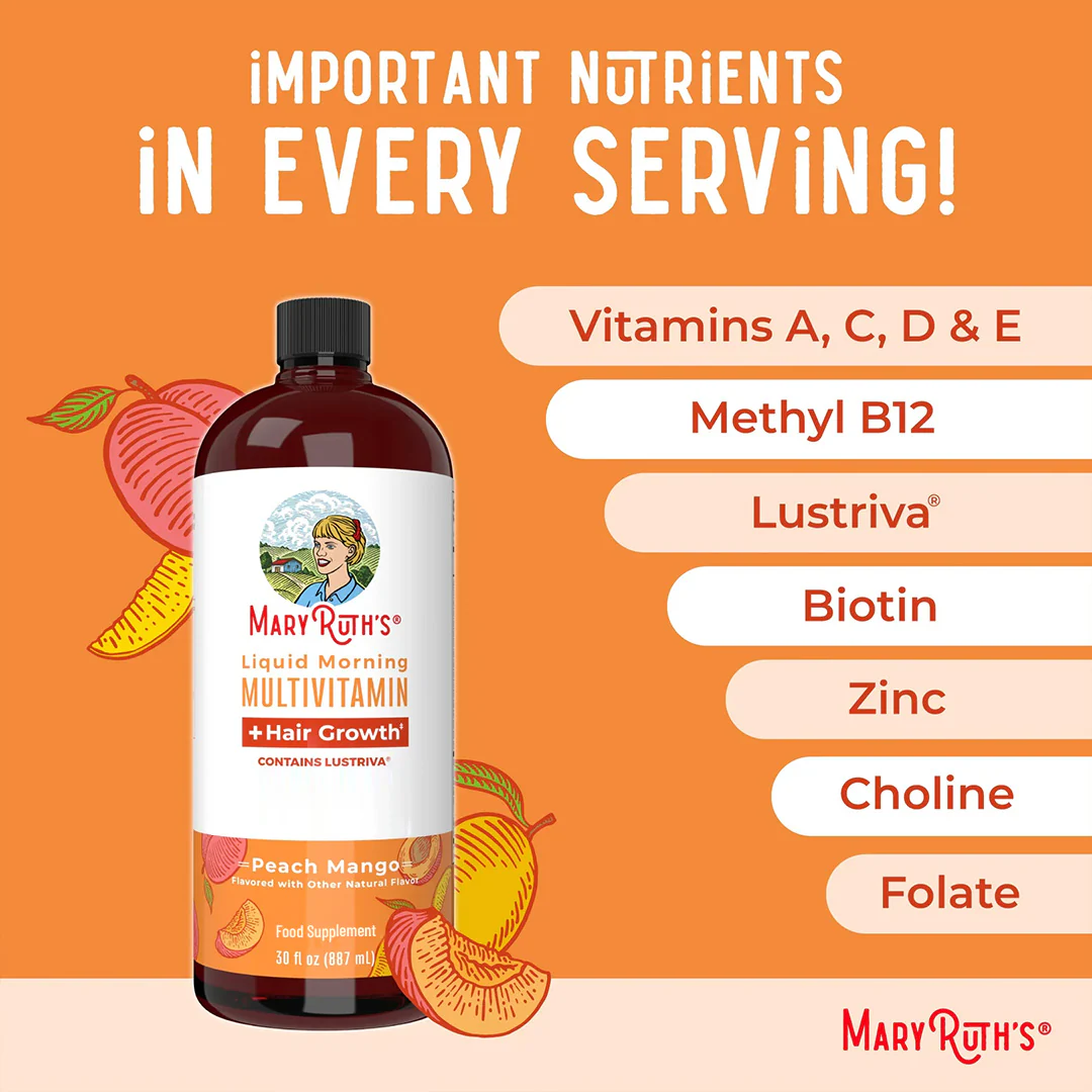 Liquid Morning Multivitamin + Hair Growth - Peach Mango (NEW CUSTOMER OFFER) - Image 3