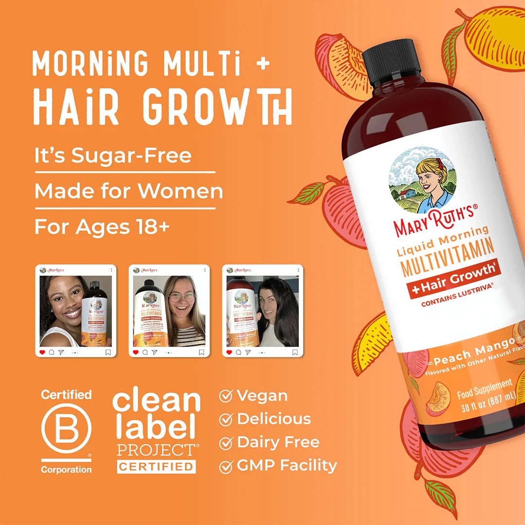 Liquid Morning Multivitamin + Hair Growth - Peach Mango (NEW CUSTOMER OFFER) - Image 4