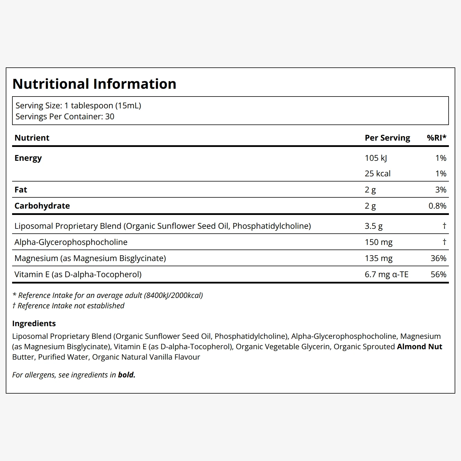 Magnesium Calm Liposomal - Almond Vanilla - Image 2