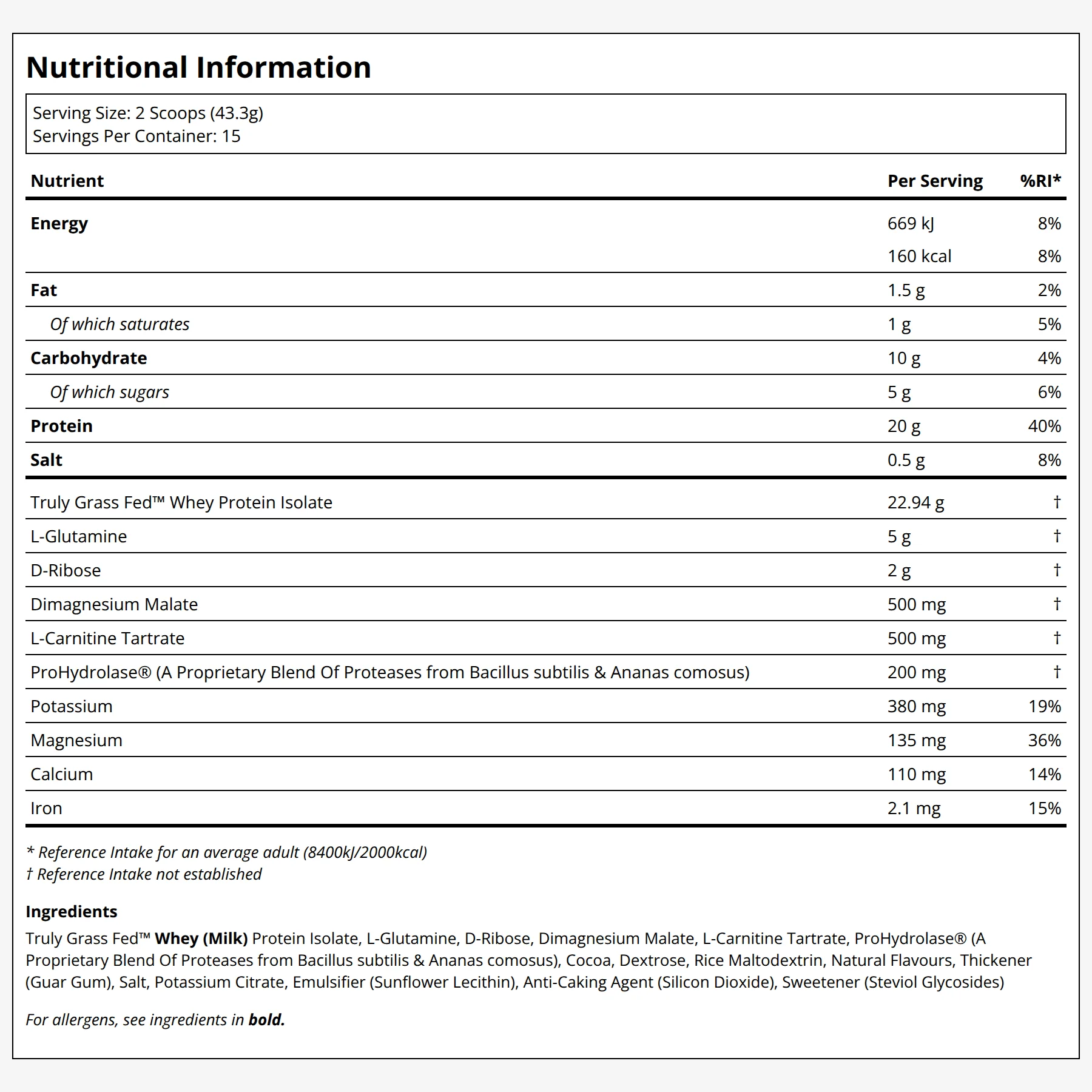 Recovery Grass-Fed Whey - Chocolate - Image 2