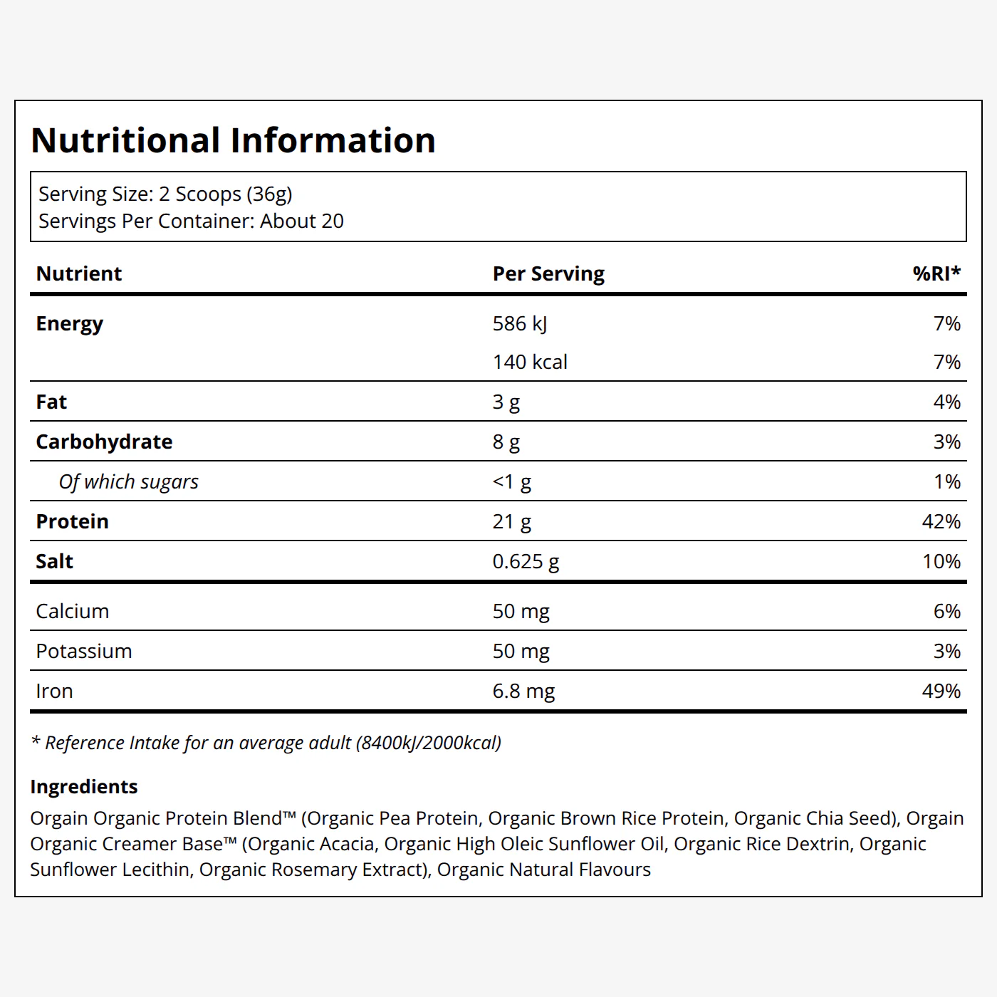 Organic Protein Powder - Natural Unsweetened - Image 2