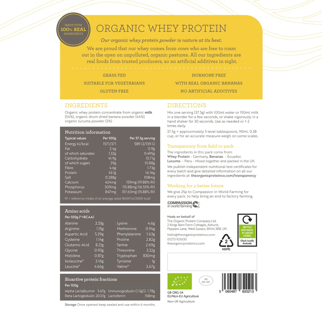 Organic Whey Protein Powder - Banana & Lucuma - Image 2