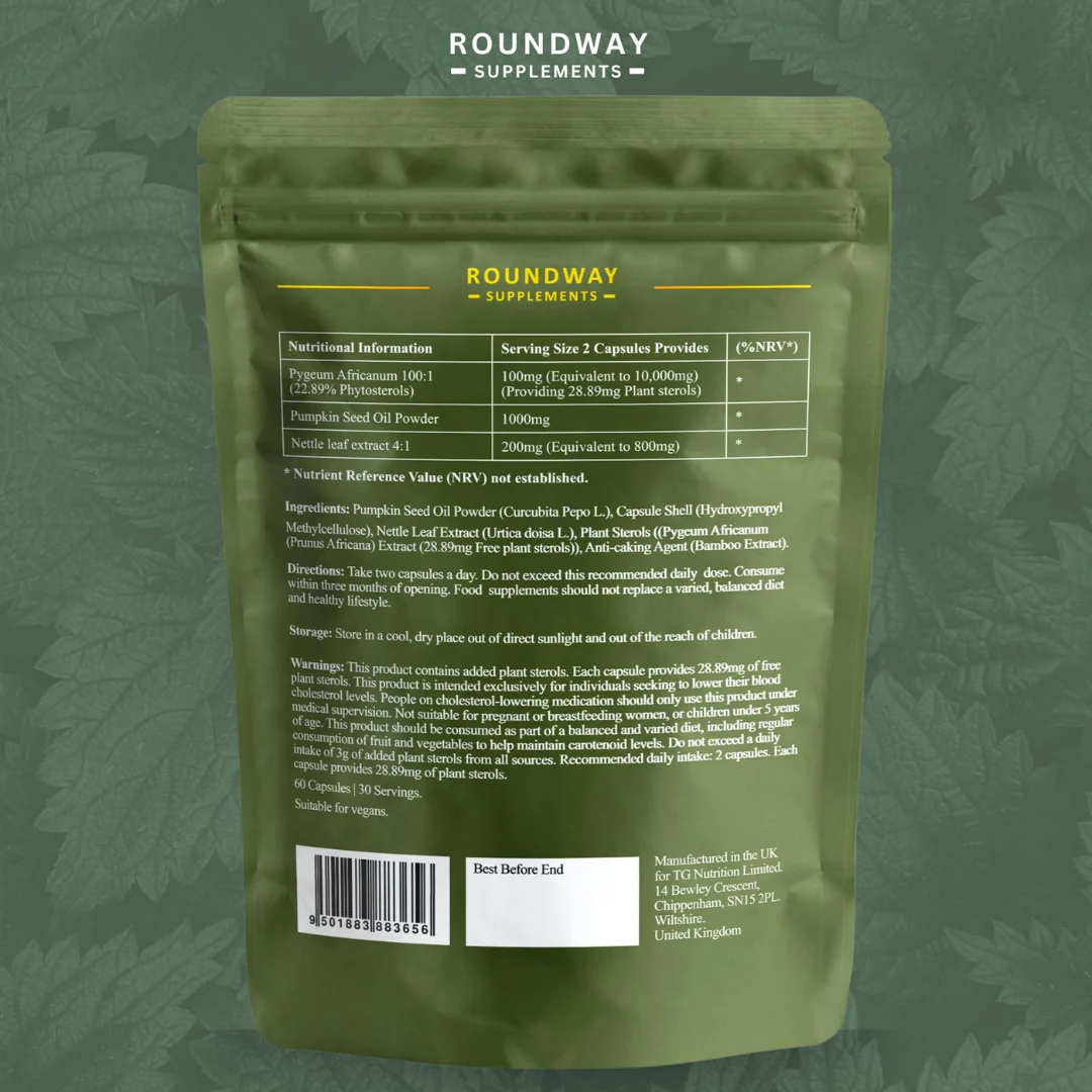 Pumpkin Seed Oil, Pygeum Africanum & Nettle Leaf Capsules - Image 2