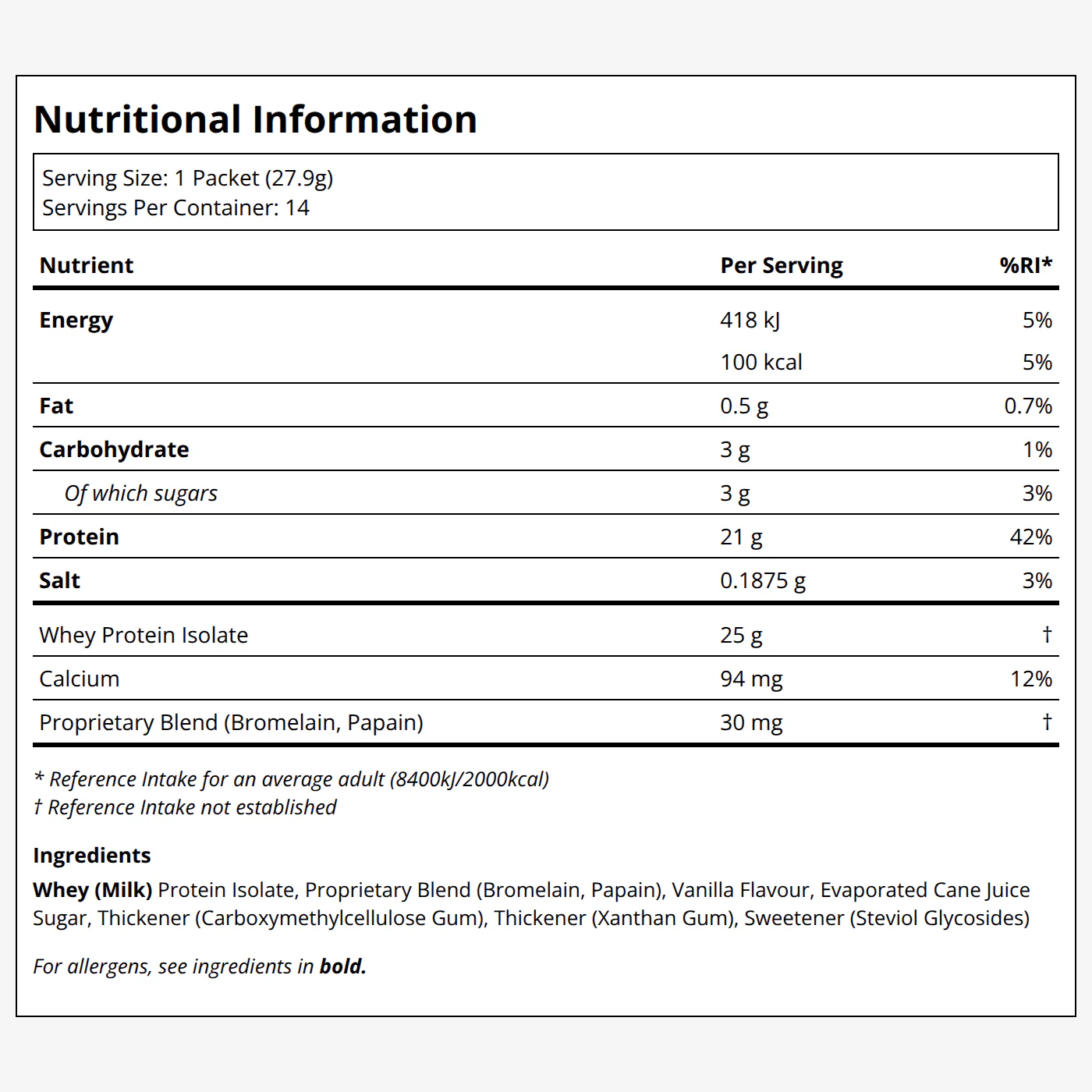 Whey Protein Isolate - Travel Packs - Vanilla - Image 2